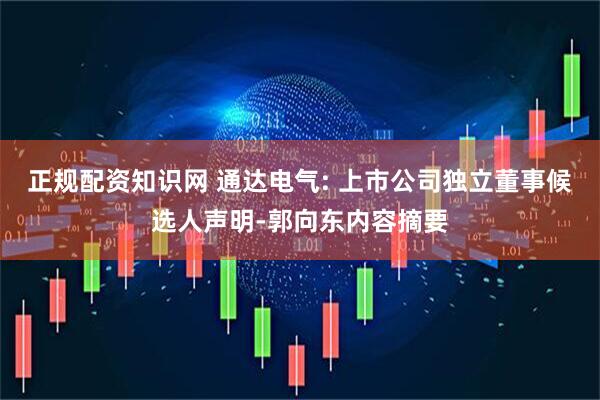 正规配资知识网 通达电气: 上市公司独立董事候选人声明-郭向东内容摘要