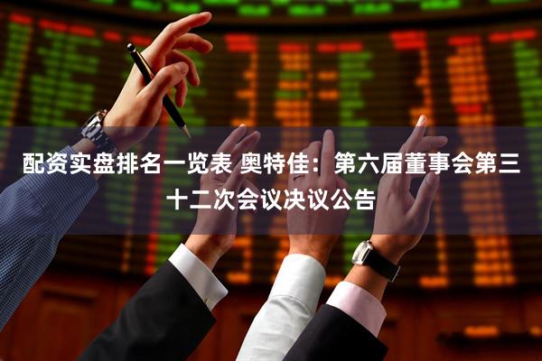 配资实盘排名一览表 奥特佳：第六届董事会第三十二次会议决议公告